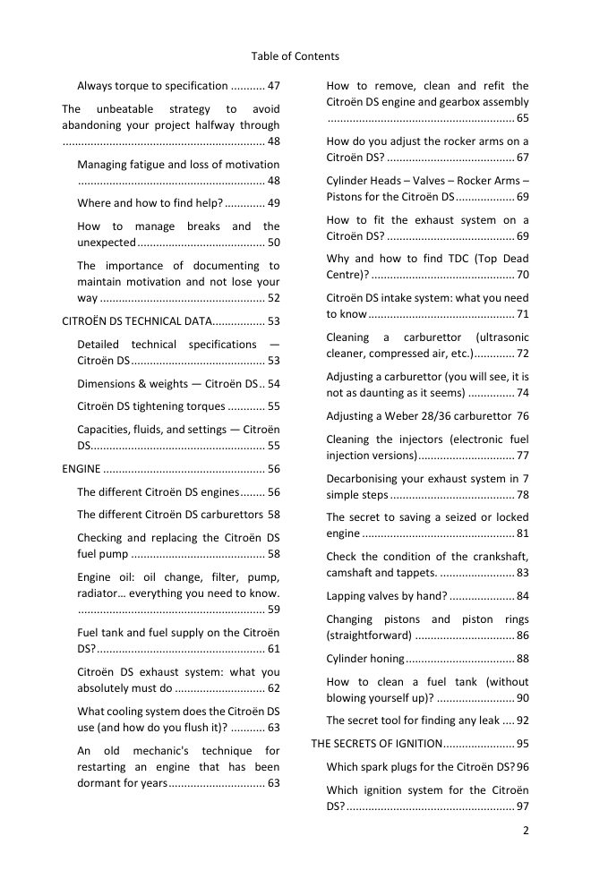 Table of contents (2/5): everything the guide covers
