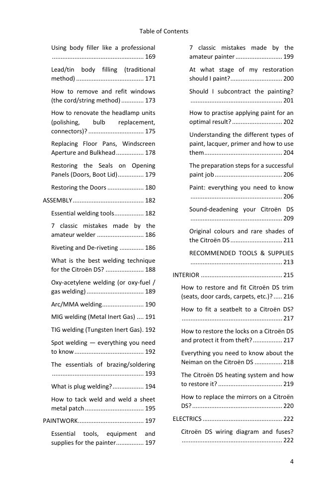 Table of contents (4/5): everything the guide covers