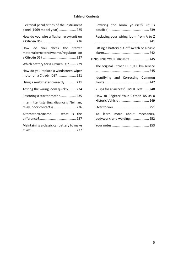 Table of contents (5/5): everything the guide covers